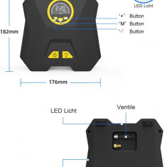 Compresor pentru anvelope auto, compresor de aer Rabbitxoco Mini compresor 12 V