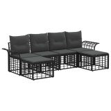 vidaXL Set de canapele de exterior 6 pcs Negru și Gri &icirc;nchis Poliester 3437741