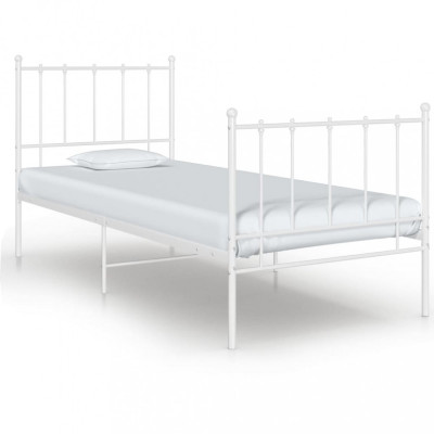 vidaXL Cadru de pat, alb, 100x200 cm, metal foto