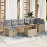 Set de Canapea Gradina vidaXL cu Perne Bej Ratan Poli
