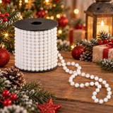 Ghirlanda decorativa Sersimo cu margele albe, 10m, 8mm perla, pentru brad Craciun