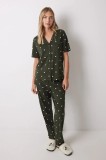 Women&#039;secret pijamale de bumbac MICKEY femei, culoarea verde, bumbac, 3139854