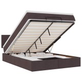 Cumpara ieftin Pat otoman cu saltea si LED-uri tesatura maro inchis 140x190 cm