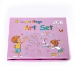 Set Complet pentru Desen si Pictura, Flippy, 208 Piese, Creioane, Markere, Acuarele cu Apa si Ulei, Pixuri, Hartie de Desen, Radiera, Ascutitoare, Rad