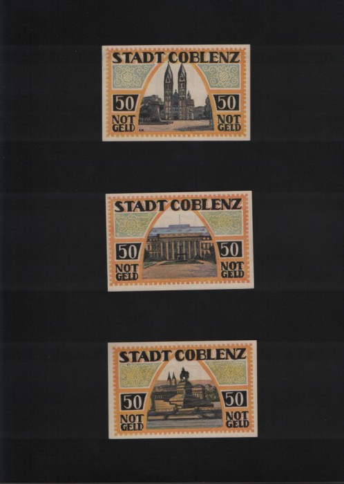 Notgeld Set 3x50 pf Coblenz