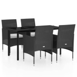 Cumpara ieftin Set masa pentru gradina, 5 piese, cu perne, negru