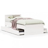 Cumpara ieftin Cadru pat fara saltea/cu tablie, alb, 90x200 cm, lemn masiv pin