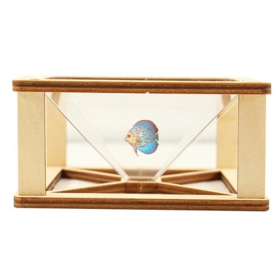 Kit proiector holograma 3D tip piramida, compatibil telefon si tableta, cadru lemn, efect vizual 360 foto