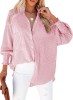 Bluză casual elegantă, largă, cu m&acirc;neci lungi, cu nasturi și dungi, pentru femei &ndash; Roșu 42-44, Oem
