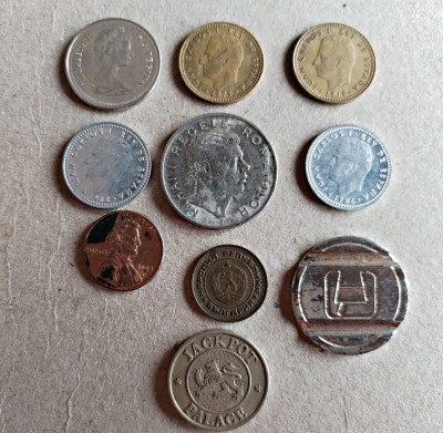 Lot 10 monede staine și romanesti circulate conform foto L8 foto