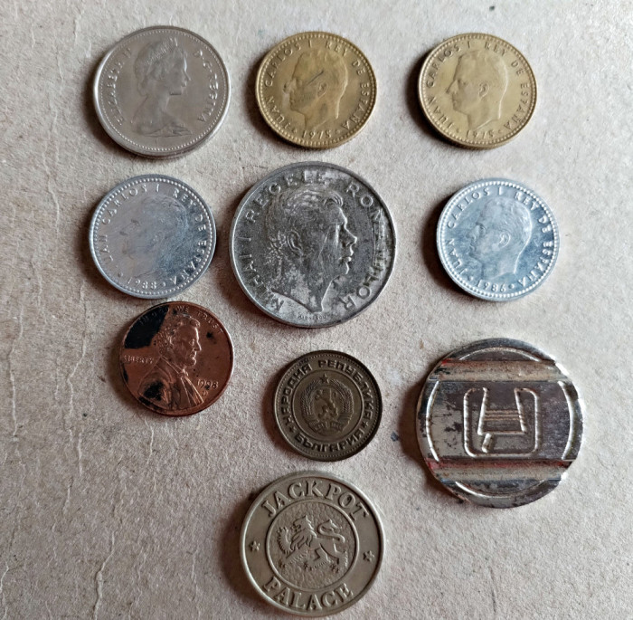 Lot 10 monede staine și romanesti circulate conform foto L8