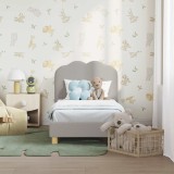 vidaXL Cadru de pat pentru copii cu spătar Gri deschis 70 x 140 cm 42010966