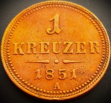 Cumpara ieftin Moneda istorica 1 KREUZER - AUSTRIA, anul 1851 A * cod 57 B