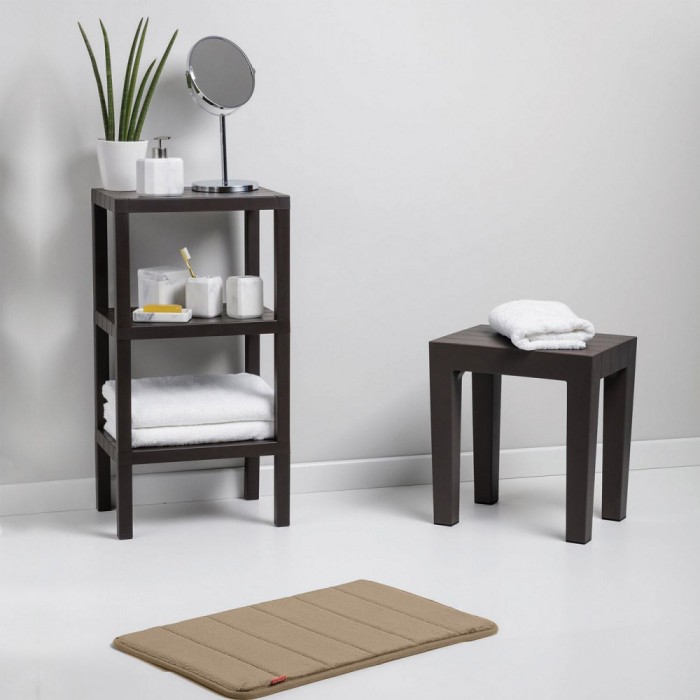 Etajeră Plastic, 3 Rafturi, Negru, Efect de Lemn, 38x29x73.5 cm