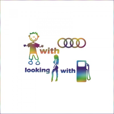 Sticker Auto , zAudi Boy with Audi Looking Girl with Gas, , Autocolant Personalizat cu Design Tematic Audi foto