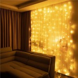 Ghirlanda luminoasa tip perdea 200 LED-uri, 2x2m, pentru interior, alimentare USB, alb cald (galben) Household NewTrend