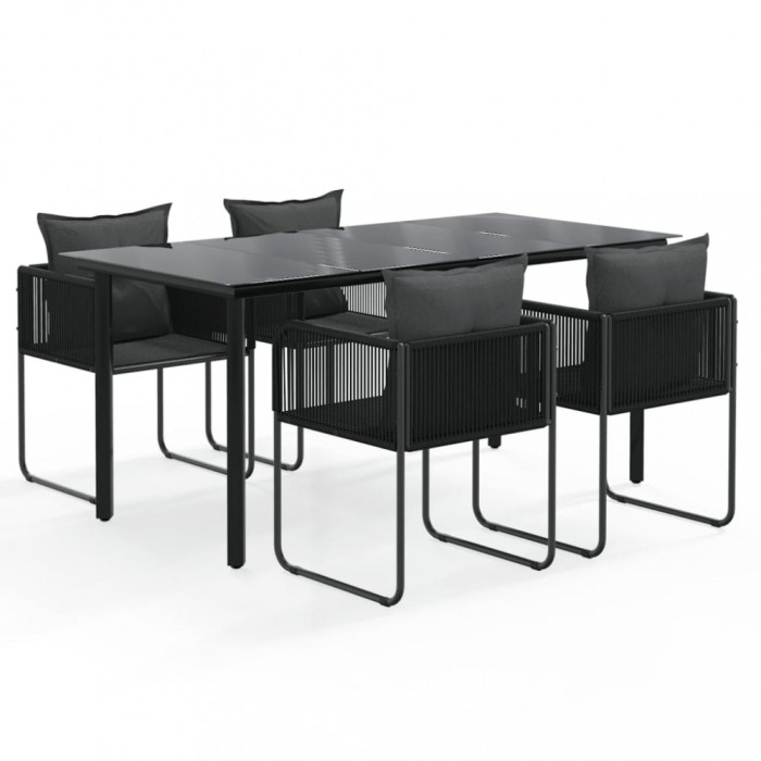 Set de servit masa pentru gradina, 5 piese, negru