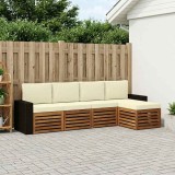 vidaXL Set de canapele de exterior cu pernă 5 pcs Natural și Crem 3384241