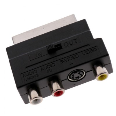 Adaptor SCART la AV (RCA) Composite S-Video cu comutator bidirectional IN - OUT foto