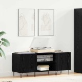 vidaXL Dulap pentru discuri de vinil Stejar Negru 121 x 38 x 48 cm 881791