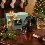 Curea Pierre cardin barbati Neagra, 3,5 cm Latime, Cutie Premium Personalizata Ideala pentru Cadou