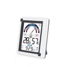 Termometru si higrometru de camera JustZen&trade; EN-882A, ecran 112x95mm, ceas cu alarma, lumina, touch, indicator comfort digital, citire 10s, alb-negru