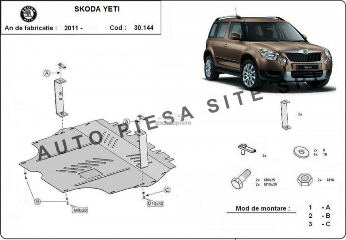 Scut metalic motor Skoda Yeti 1.2 TSI / 1.4 TSI / 1.6TDI fabricata incepand cu 2011 APS-30,144