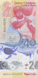 Bancnota Caraibe 2 Dolari 2023 - P61 UNC ( polimer - bancnota anului 2023 )