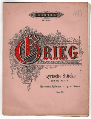 Partitura muzicala Grieg - Lyrische Stucke Heft VII no. 4-6 op. 62 foto