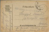 CP1704N Feldpostkarte, 1918, Feldj&auml;gerbataillon Nr 28, Hauptfeldpost 5/IV, expediată de pe frontul din Bucovina la Arad