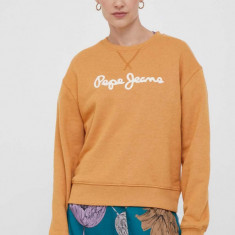 Pepe Jeans bluza femei, culoarea portocaliu, cu imprimeu