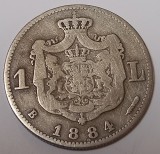 Rom&acirc;nia, 1 Leu 1884, Argint.