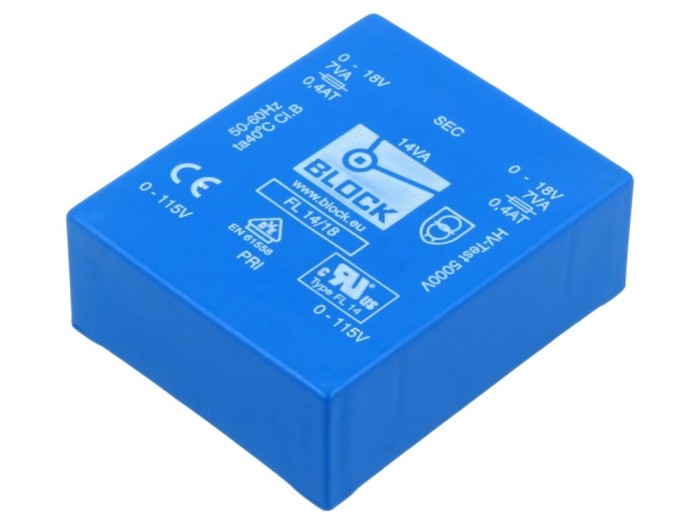 Transformator PCB &icirc;ncapsulat 14VA 18V
