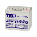 Acumulator AGM VRLA 12V 19A High Rate 181mm x 76mm x h 167mm F3 TED Battery Expert Holland TED002815 (2) SafetyGuard Surveillance