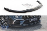 Spoiler Maxton Design versiunea 1 potrivit pentru bara de protectie frontala A Design pe Mercedes CLS C257 dupa 2018, lac negru Performance AutoTuning