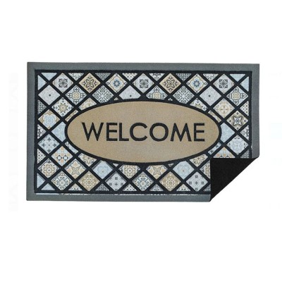 Covoras usa cu mesaj Welcome, 75 x 45 cm, Negru/Gri foto