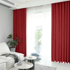 Draperie din catifea blackout cu rejansa transparenta cu ate pentru galerie, Madison, 150x230 cm, densitate 700 g/ml, Dark Scarlet, 1 buc
