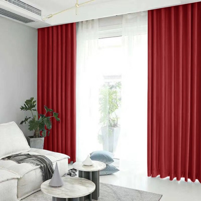 Set draperie din catifea blackout cu rejansa transparenta cu ate pentru galerie, Madison, 150x260 cm, densitate 700 g/ml, Dark Scarlet, 2 buc