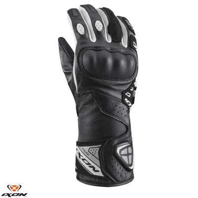 Manusi femei pentru scuter - motocicleta Racing vara piele Ixon model Thund LS culoare: negru/alb &amp;ndash; degete tactile L (9/10) foto