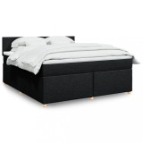 VidaXL Pat box spring cu saltea, negru, 180x200 cm, catifea