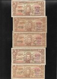 Set Uruguay 5 x 1 peso 1939 semnaturi diferite, America Centrala si de Sud
