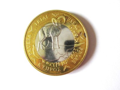 Cipru 1 Euro 2003 Specimen moneda test/probă,diametrul=32,5 mm,greutate=20 grame foto