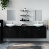 VidaXL Set mobilier de baie, 6 piese, negru, lemn prelucrat 242565