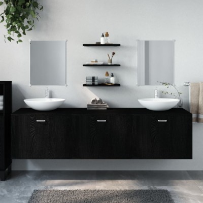 vidaXL Set mobilier de baie, 6 piese, negru, lemn prelucrat foto