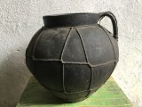 Arta / Traditie - Oala veche taraneasca cu toarta ,, imbracata ,, cu sarma zona moldovei / Moldova secolul XIX model deosebit de colectie !