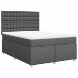 Cumpara ieftin Pat box spring cu saltea, gri inchis, 140x200 cm, textil