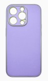 Husa eleganta din piele ecologica cu insertii aurii, Full protection, pentru iPhone 15 Pro, Lavanda, Oem