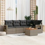 Cumpara ieftin Set mobilier grădină cu perne, 6 piese, gri, poliratan