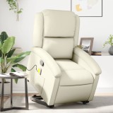 VidaXL Fotoliu rabatabil cu ridicare, crem, piele ecologică 3204234
