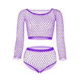 Set 2 Piese Fishnet, Violet, S-L